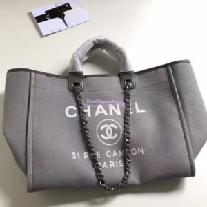 Replica Chanel A66942 Large Toile Deauville Shopping Bag in Grey