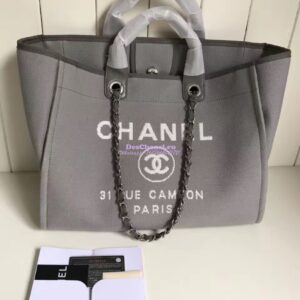 Replica Chanel A66942 Large Toile Deauville Shopping Bag in Grey 2