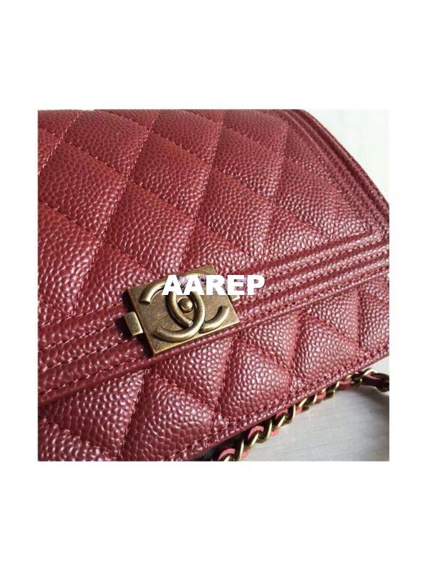 Replica Chanel Boy Wallet On Chain WOC Claret Red Bag A80287 5