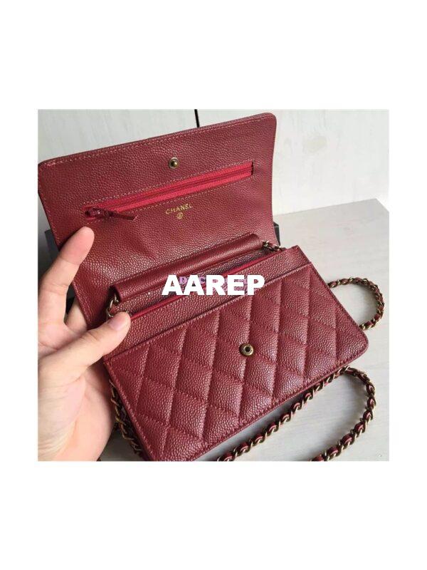 Replica Chanel Boy Wallet On Chain WOC Claret Red Bag A80287 7