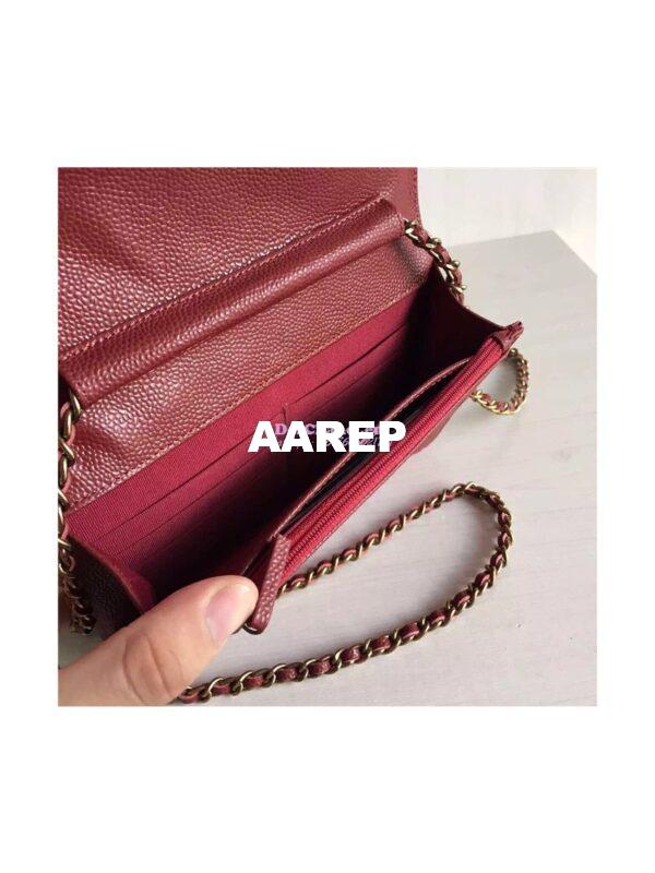 Replica Chanel Boy Wallet On Chain WOC Claret Red Bag A80287 8