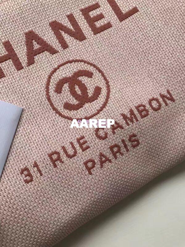 Replica Chanel A66942 Large Toile Deauville Shopping Bag in Poudre Pink 6