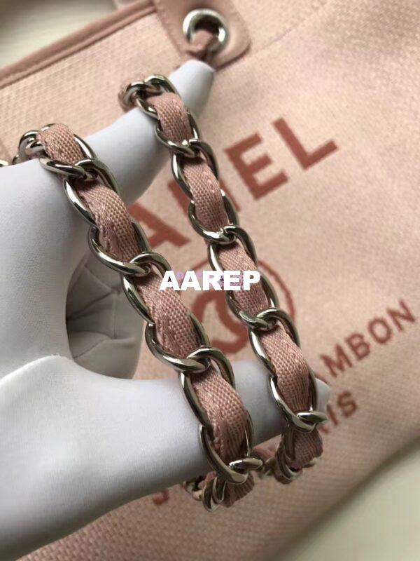 Replica Chanel A66942 Large Toile Deauville Shopping Bag in Poudre Pink 9