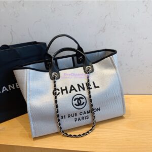 Replica Chanel A66942 Large Toile Deauville Shopping Bag in Grey 2