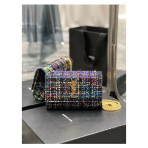 Replica YSL Saint Laurent Kate Chain Wallet With Tassel In Multicolour Tweed 452159
