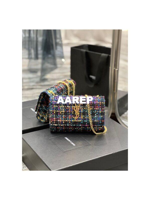 Replica YSL Saint Laurent Kate Chain Wallet With Tassel In Multicolour Tweed 452159 4