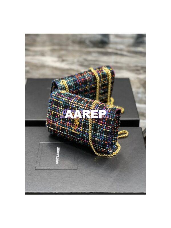 Replica YSL Saint Laurent Kate Chain Wallet With Tassel In Multicolour Tweed 452159 5