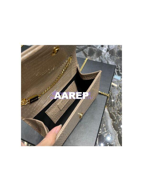 Replica YSL Saint Laurent Kate Chain Wallet With Tassel In Crocodile-embossed Shiny Leather 452159 Beige 9