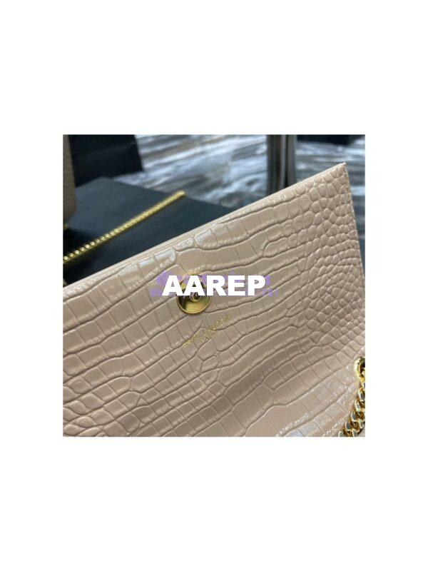 Replica YSL Saint Laurent Kate Chain Wallet With Tassel In Crocodile-embossed Shiny Leather 452159 Beige 12