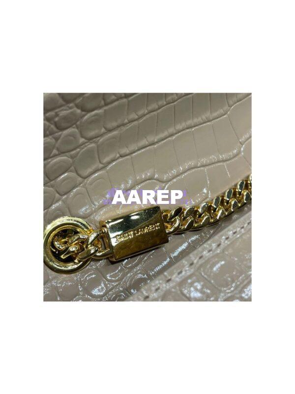 Replica YSL Saint Laurent Kate Chain Wallet With Tassel In Crocodile-embossed Shiny Leather 452159 Beige 13