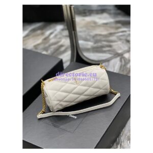 Replica YSL Saint Laurent Sade Mini Tube Bag In Quilted Lambskin 699703 White