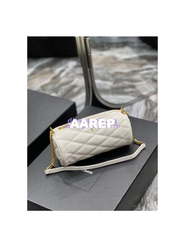 Replica YSL Saint Laurent Sade Mini Tube Bag In Quilted Lambskin 699703 White 3