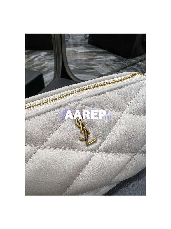 Replica YSL Saint Laurent Sade Mini Tube Bag In Quilted Lambskin 699703 White 6