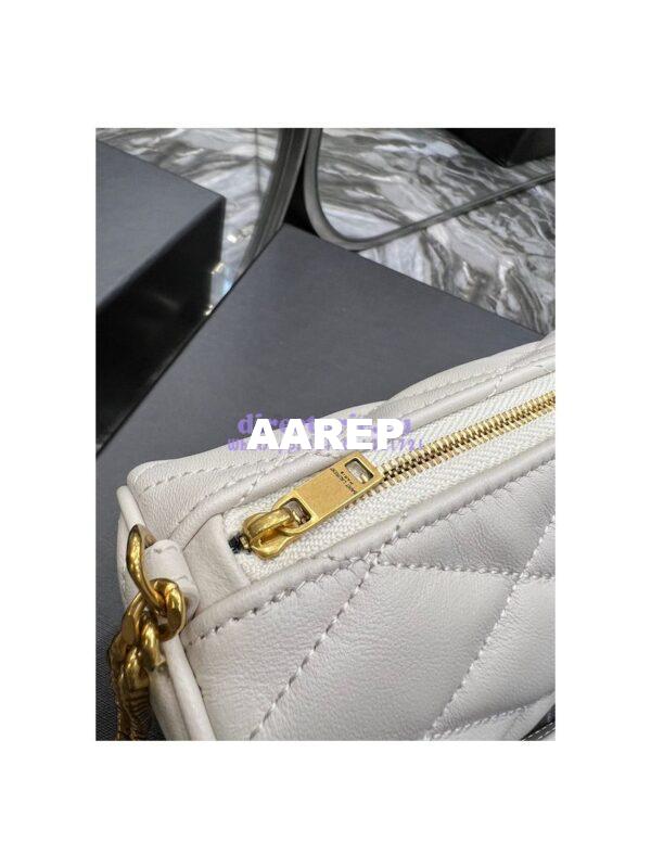 Replica YSL Saint Laurent Sade Mini Tube Bag In Quilted Lambskin 699703 White 9