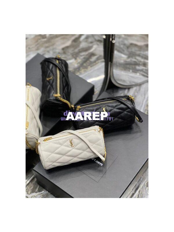 Replica YSL Saint Laurent Sade Mini Tube Bag In Quilted Lambskin 699703 Black