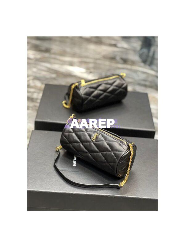 Replica YSL Saint Laurent Sade Mini Tube Bag In Quilted Lambskin 699703 Black 3