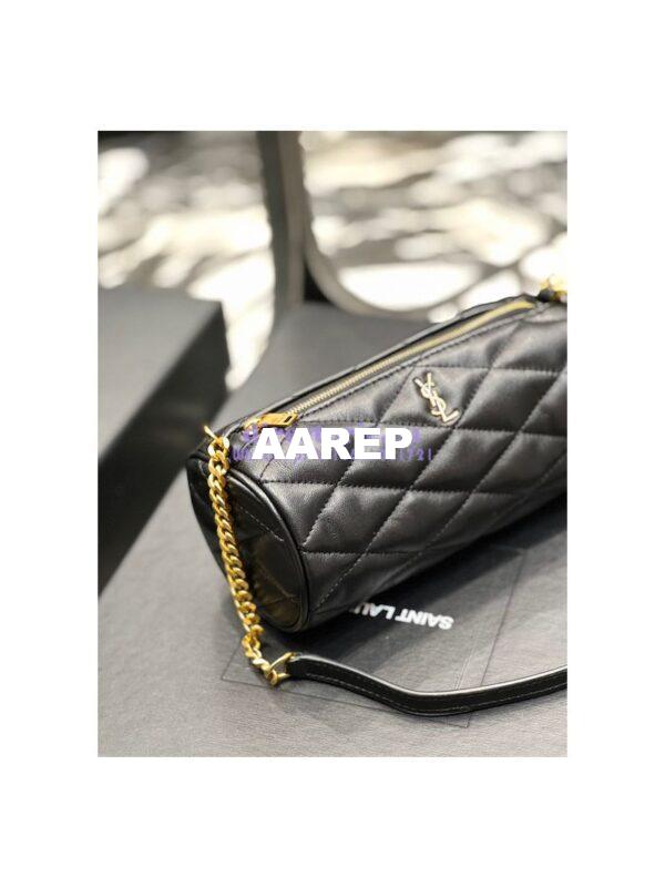 Replica YSL Saint Laurent Sade Mini Tube Bag In Quilted Lambskin 699703 Black 4