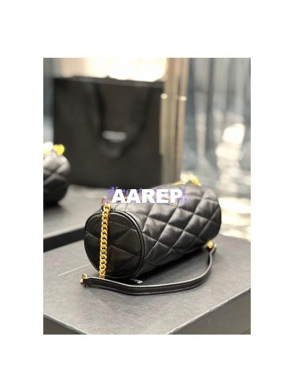 Replica YSL Saint Laurent Sade Mini Tube Bag In Quilted Lambskin 699703 Black 5