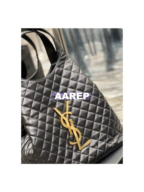 Replica YSL Saint Laurent ICARE Maxi Shopping Bag In Quilted Lambskin 698651 Black 5