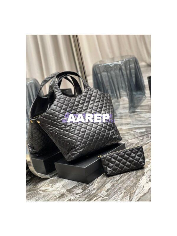 Replica YSL Saint Laurent ICARE Maxi Shopping Bag In Quilted Lambskin 698651 Black 12
