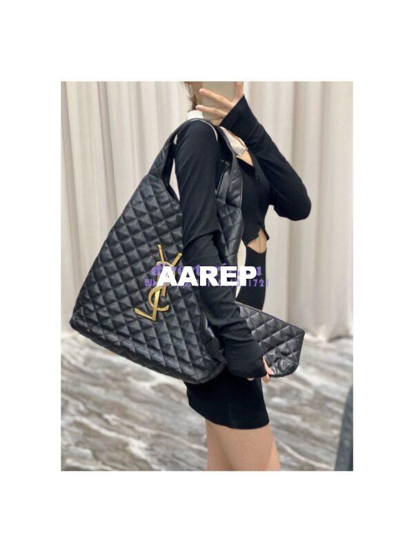 Replica YSL Saint Laurent ICARE Maxi Shopping Bag In Quilted Lambskin 698651 Black 13