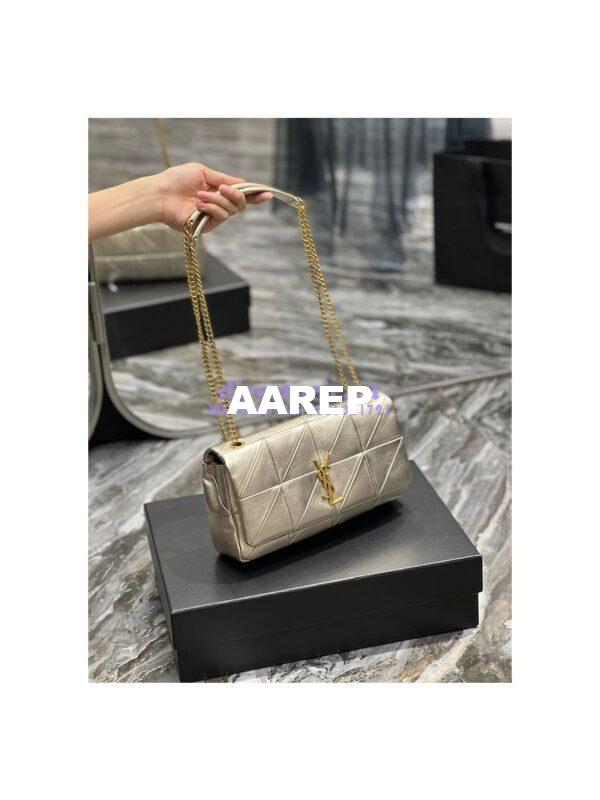 Replica YSL Saint Laurent Jamie Medium Chain Bag "Carré Rive Gauche" In Lambskin 515821 Metallic Gold 4