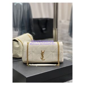 Replica YSL Saint Laurent Jamie Medium Chain Bag "Carré Rive Gauche" In Lambskin 515821 Blanc