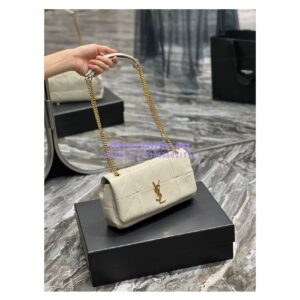 Replica YSL Saint Laurent Jamie Medium Chain Bag "Carré Rive Gauche" In Lambskin 515821 Blanc 2