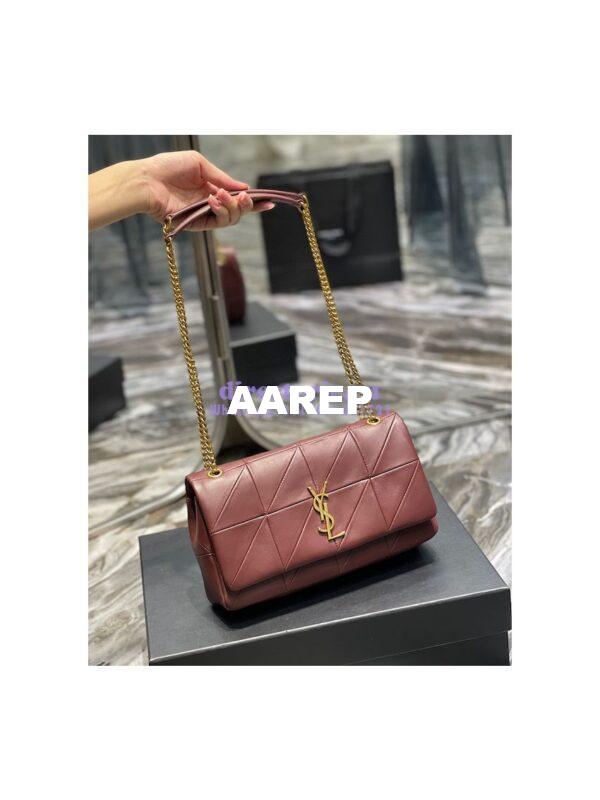 Replica YSL Saint Laurent Jamie Medium Chain Bag "Carré Rive Gauche" In Lambskin 515821 Wine