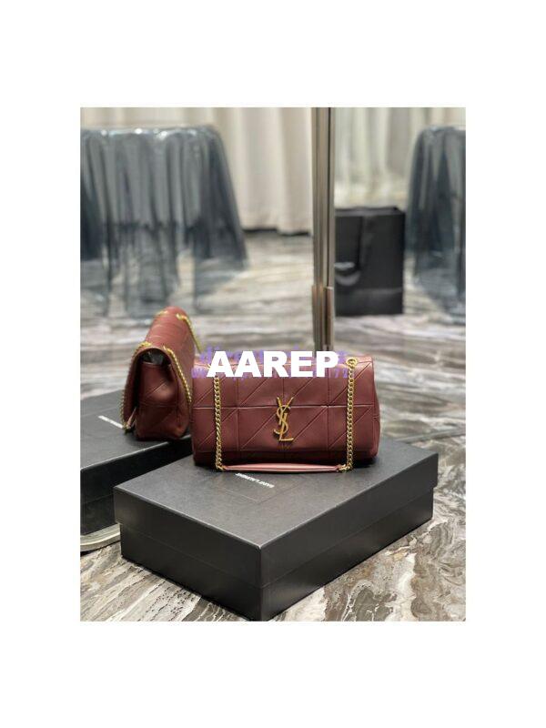 Replica YSL Saint Laurent Jamie Medium Chain Bag "Carré Rive Gauche" In Lambskin 515821 Wine 2