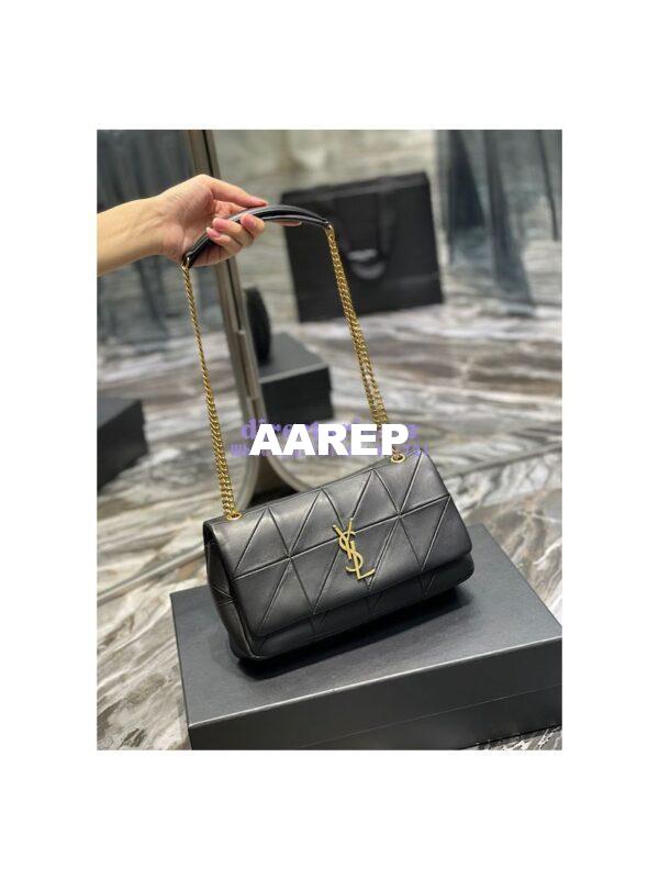Replica YSL Saint Laurent Jamie Medium Chain Bag "Carré Rive Gauche" In Lambskin 515821 Black 3