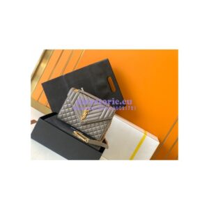 Replica YSL Saint Laurent Medium Envelope Bag In Mix Matelassé Grain De Poudre Embossed Leather 487206 Fog