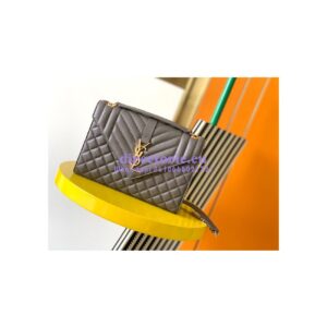 Replica YSL Saint Laurent Medium Envelope Bag In Mix Matelassé Grain De Poudre Embossed Leather 487206 Fog 2