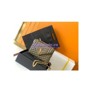 Replica YSL Saint Laurent Medium Envelope Bag In Mix Matelassé Grain De Poudre Embossed Leather 487206 Khaki