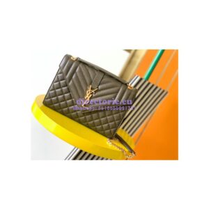 Replica YSL Saint Laurent Medium Envelope Bag In Mix Matelassé Grain De Poudre Embossed Leather 487206 Khaki 2