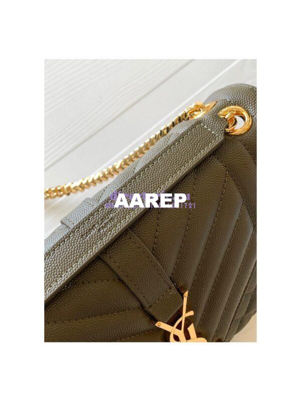 Replica YSL Saint Laurent Medium Envelope Bag In Mix Matelassé Grain De Poudre Embossed Leather 487206 Khaki 8