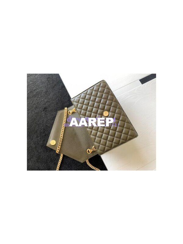 Replica YSL Saint Laurent Medium Envelope Bag In Mix Matelassé Grain De Poudre Embossed Leather 487206 Khaki 9