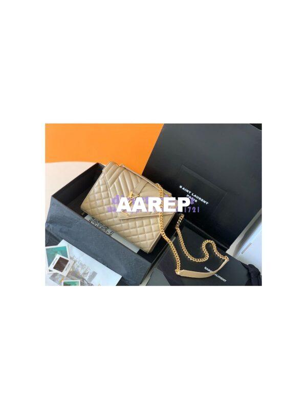 Replica YSL Saint Laurent Medium Envelope Bag In Mix Matelassé Grain De Poudre Embossed Leather 487206 Beige