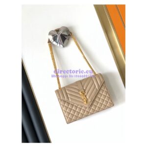 Replica YSL Saint Laurent Medium Envelope Bag In Mix Matelassé Grain De Poudre Embossed Leather 487206 Beige 2