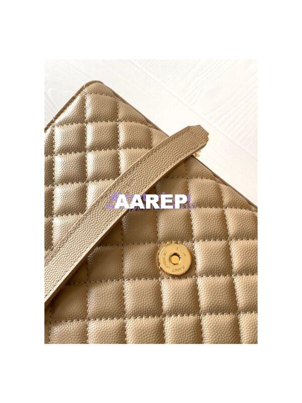 Replica YSL Saint Laurent Medium Envelope Bag In Mix Matelassé Grain De Poudre Embossed Leather 487206 Beige 7