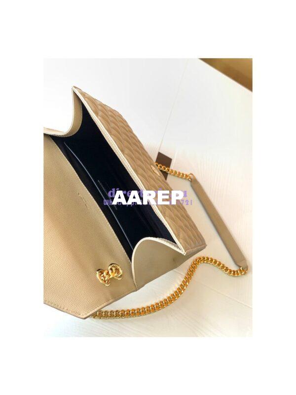 Replica YSL Saint Laurent Medium Envelope Bag In Mix Matelassé Grain De Poudre Embossed Leather 487206 Beige 8