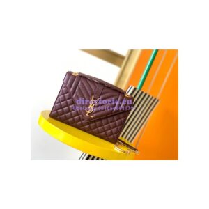 Replica YSL Saint Laurent Medium Envelope Bag In Mix Matelassé Grain De Poudre Embossed Leather 487206 Wine Red 2