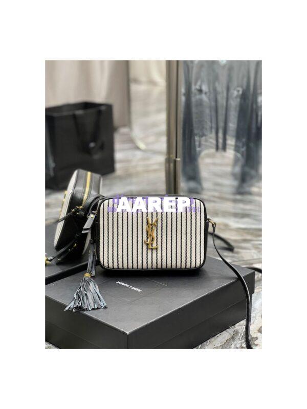 Replica YSL Saint Laurent Lou Camera Bag In Canvas And Smooth Leather 612542 Cream Et Noir 3