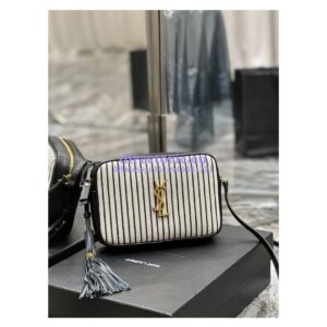 Replica YSL Saint Laurent Lou Camera Bag In Canvas And Smooth Leather 612542 Cream Et Noir 2