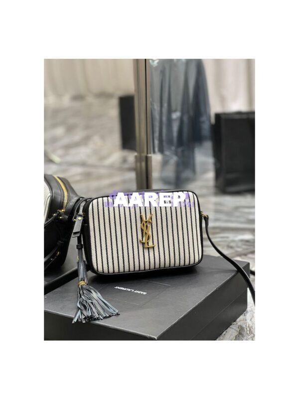 Replica YSL Saint Laurent Lou Camera Bag In Canvas And Smooth Leather 612542 Cream Et Noir 4