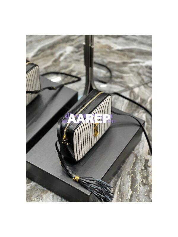 Replica YSL Saint Laurent Lou Camera Bag In Canvas And Smooth Leather 612542 Cream Et Noir 5