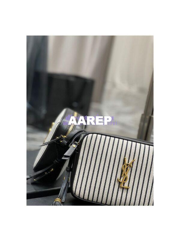 Replica YSL Saint Laurent Lou Camera Bag In Canvas And Smooth Leather 612542 Cream Et Noir 7