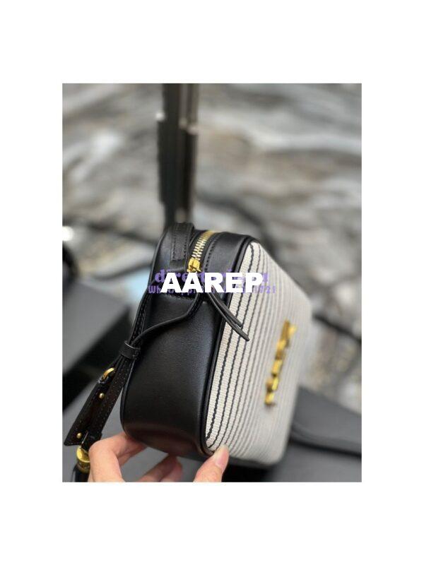 Replica YSL Saint Laurent Lou Camera Bag In Canvas And Smooth Leather 612542 Cream Et Noir 8