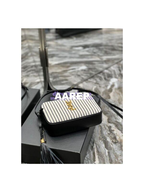 Replica YSL Saint Laurent Lou Camera Bag In Canvas And Smooth Leather 612542 Cream Et Noir 9