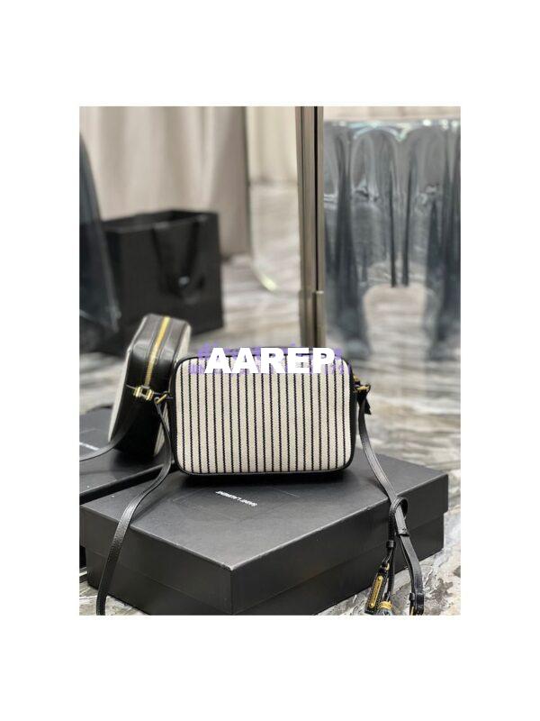 Replica YSL Saint Laurent Lou Camera Bag In Canvas And Smooth Leather 612542 Cream Et Noir 13